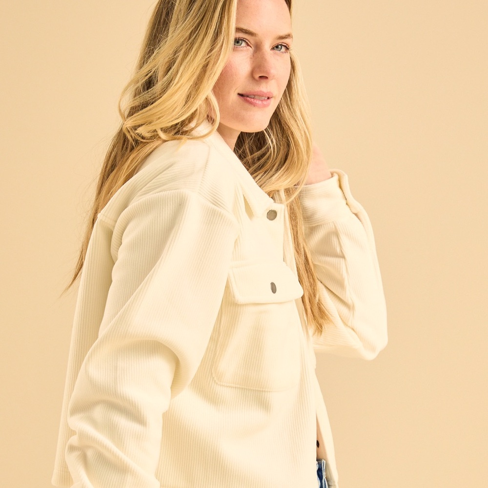 LIKE NEW CREAM / TAN COTTON CORDUROY STYLE SHACKET OVERSIZED SIZE S